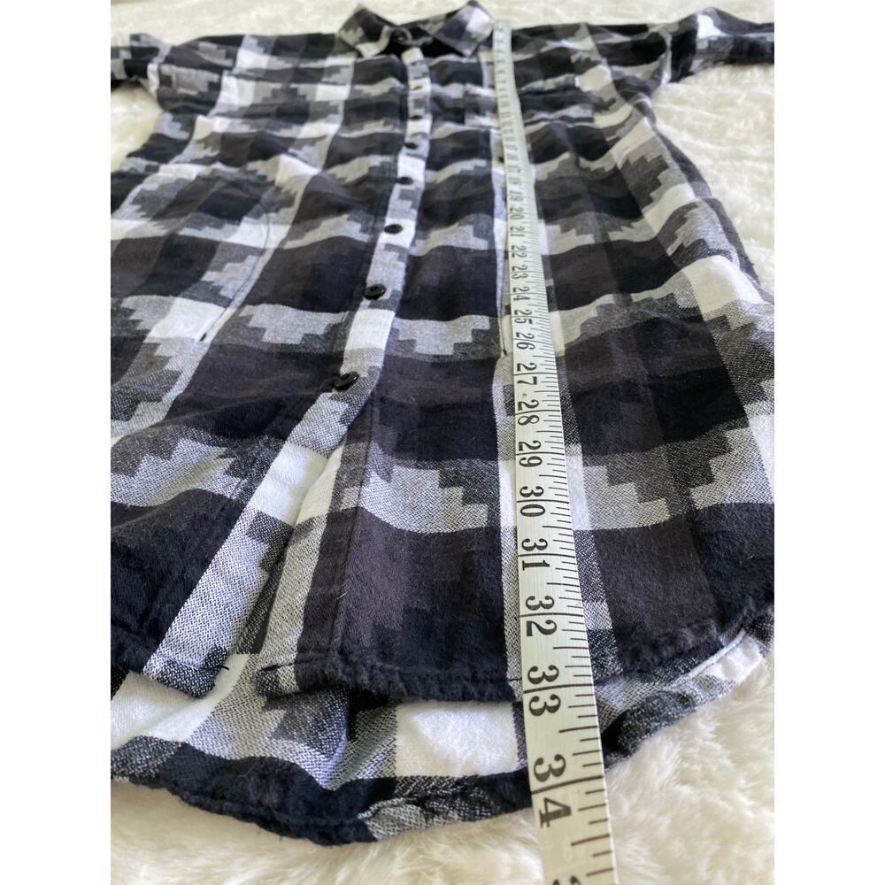 Vans Womens Small Black White Geometric Plaid Flannel Button Shirt Tunic Dress - Picture 5 of 9